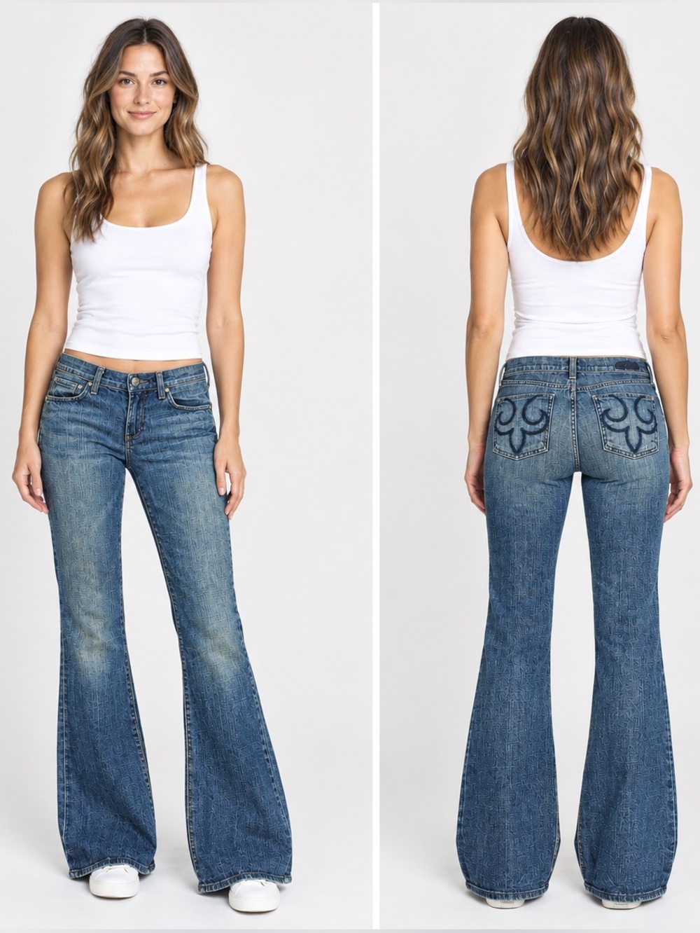 Express DPD Low Rise Flare Jeans Y2K 2005 Embroidered Pocket Size 28